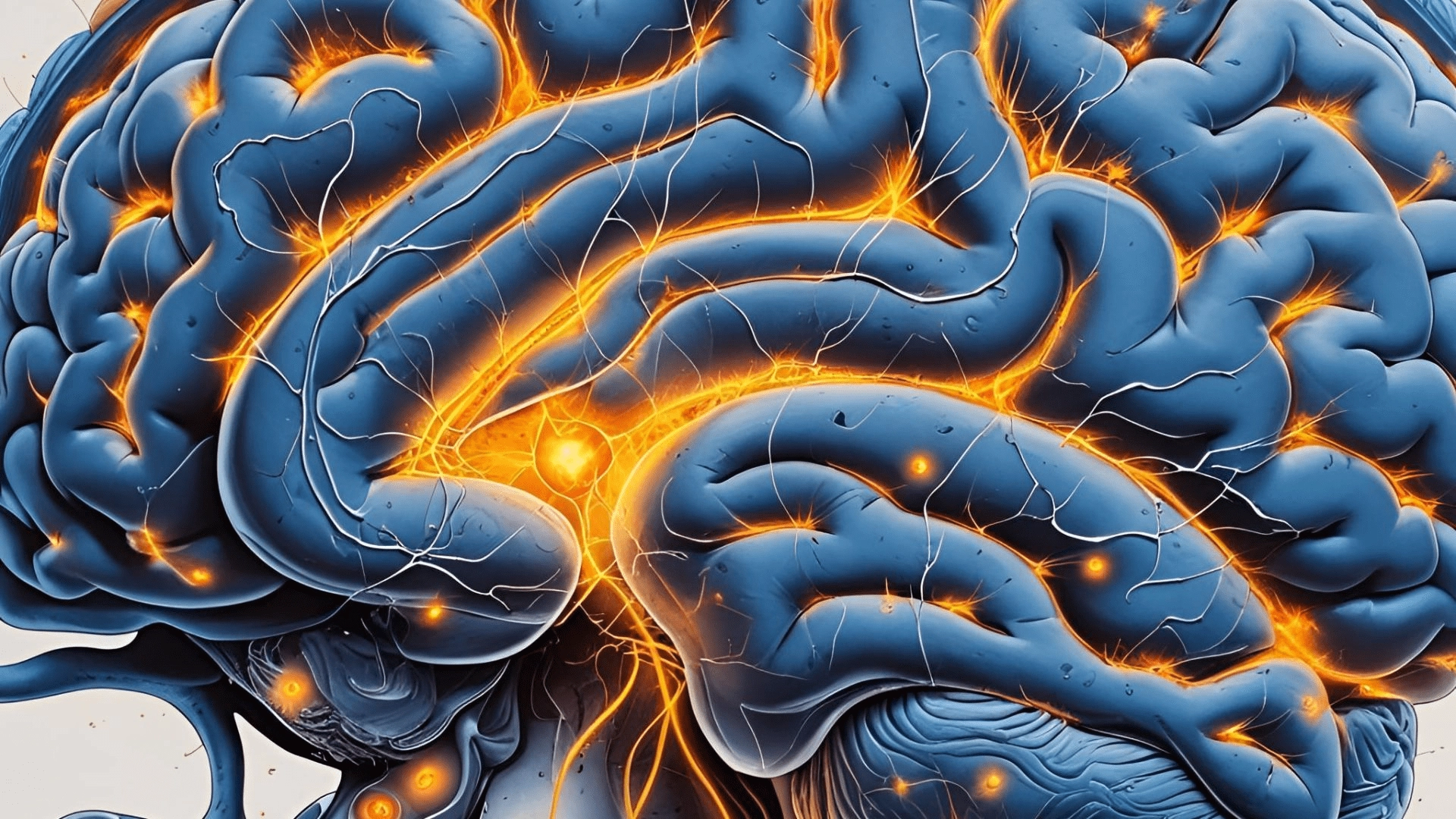A glowing yellow human brain, representing the link between an implant and the visual cortex.