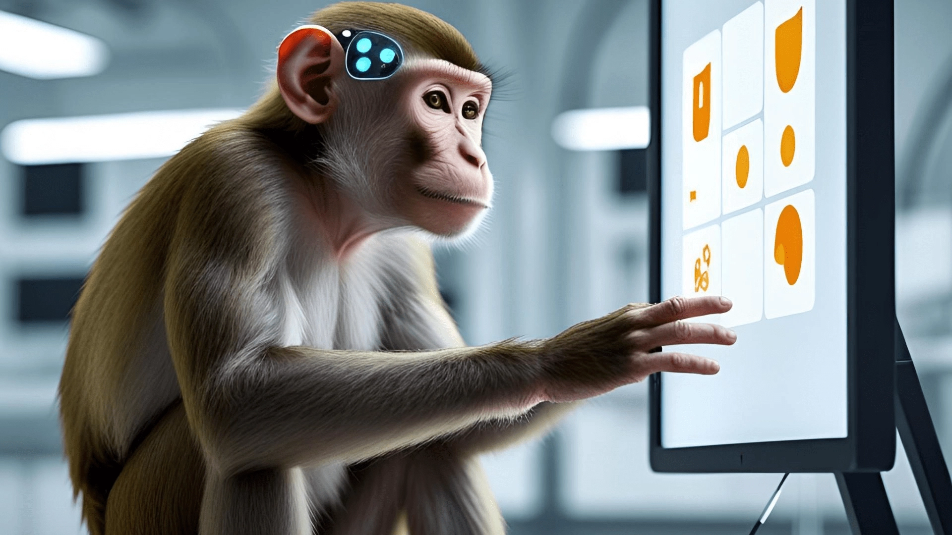 Monkey Reaction and Vision Simulation neuralink chip technology.