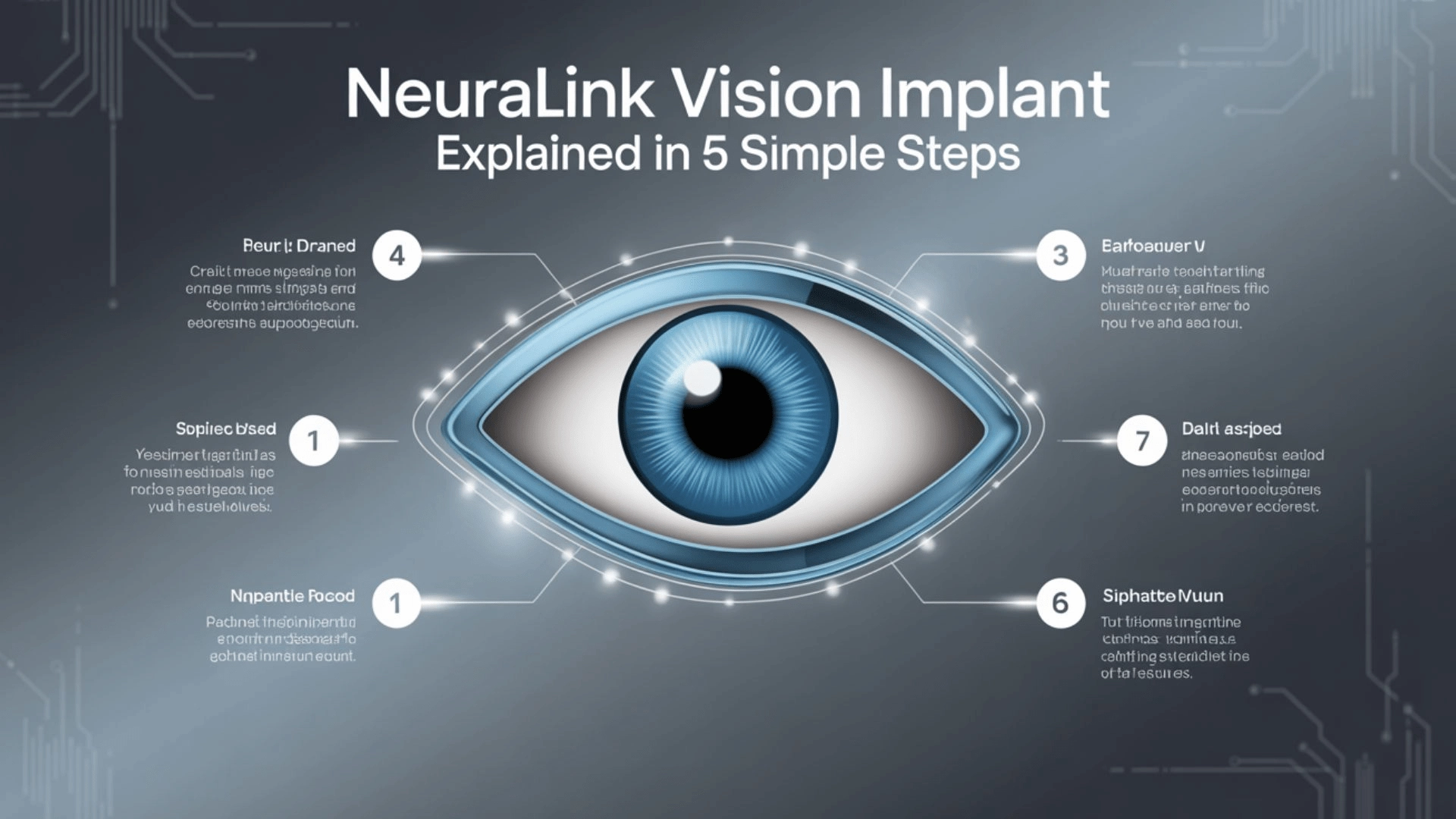 Neuralink vision implant process illustrated in five simple steps for easy understanding.